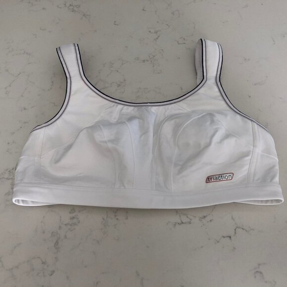 Triumph Endurance Triaction Activewear Nylon Sports Bra White Blk Sz 34DDD NWOT - Picture 2 of 13